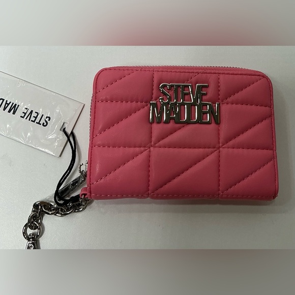 Steve Madden Zip Around Card Case Wristlet Clutch Bag Pale Rose New - Picture 1 of 9